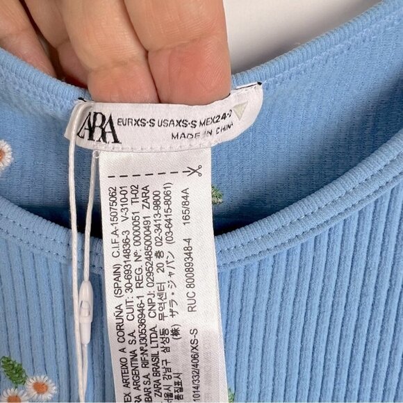 Nwt - Zara Seamless Embroidered Dress In Blue. Size: Xs-S. - Picture 4 of 13